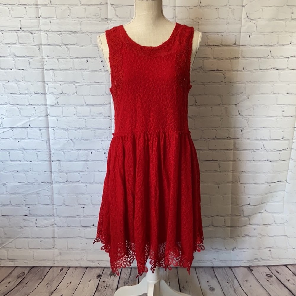 Free People Red Lace Sleevelss Dress